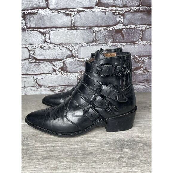 Alias Mae Black Leather Pointed Toe Buckle Straps Boots Women Sz 40EU/9.5M US - Picture 8 of 16